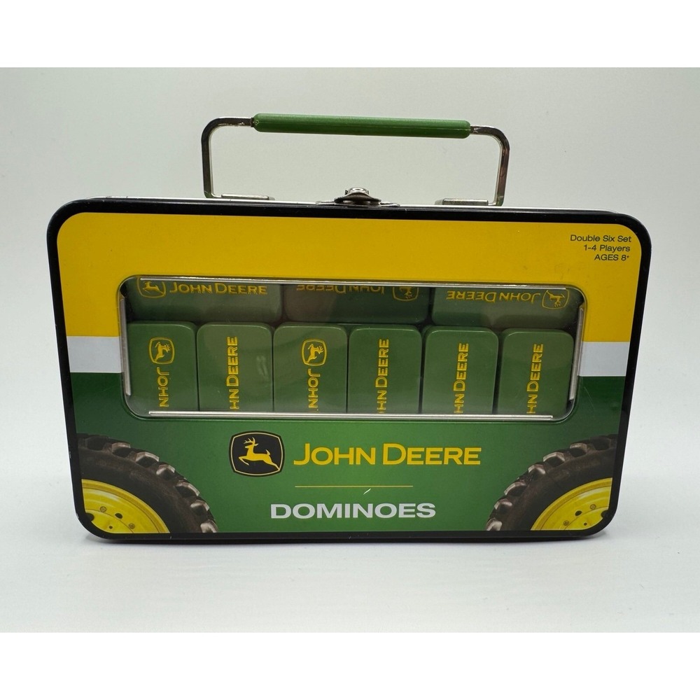 2005 John Deere Double Six Dominoes Set in Tin COMPLETE